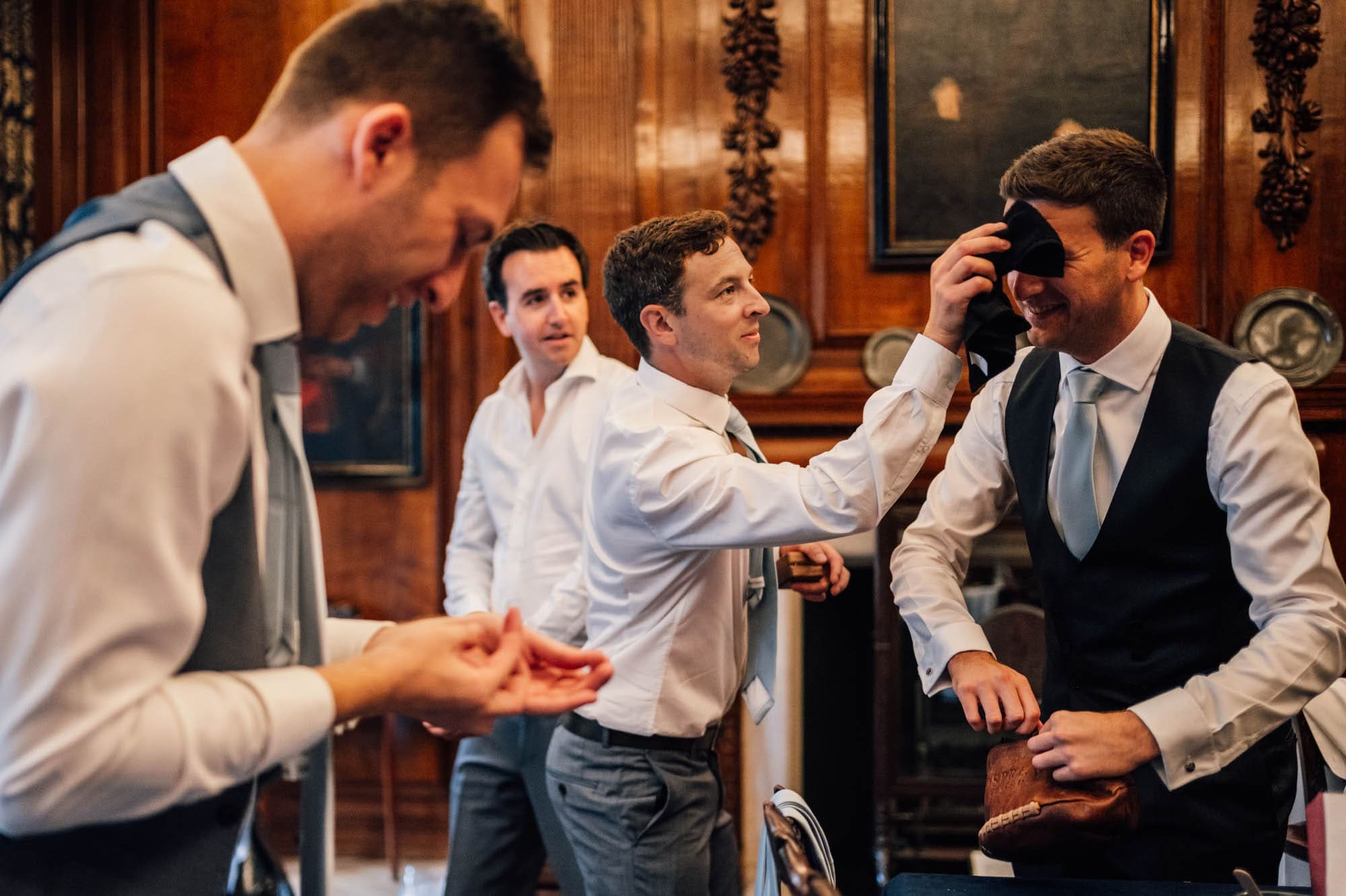 bridal party getting ready, captured in Merchant Taylors' Hall wedding photography, by Ben Lee